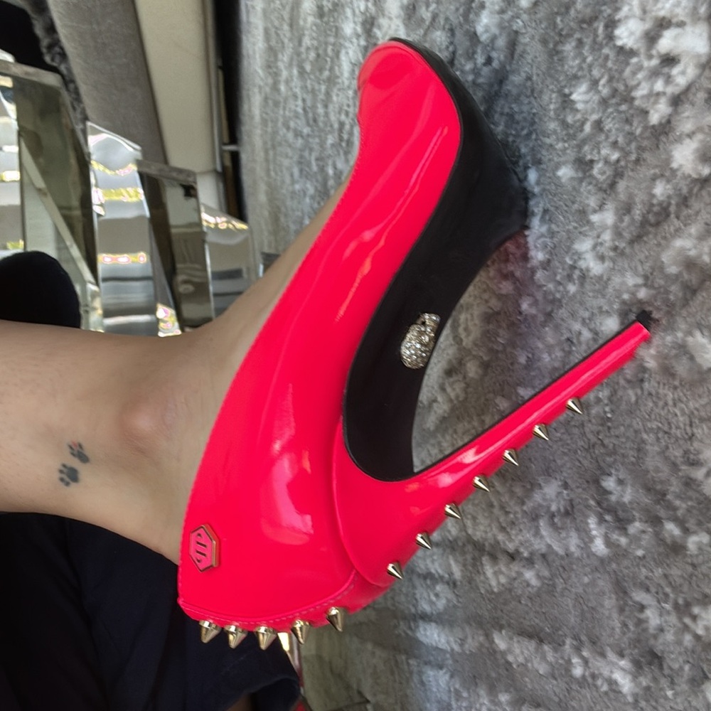 Philipp Plein Women's Pink Studded Heels